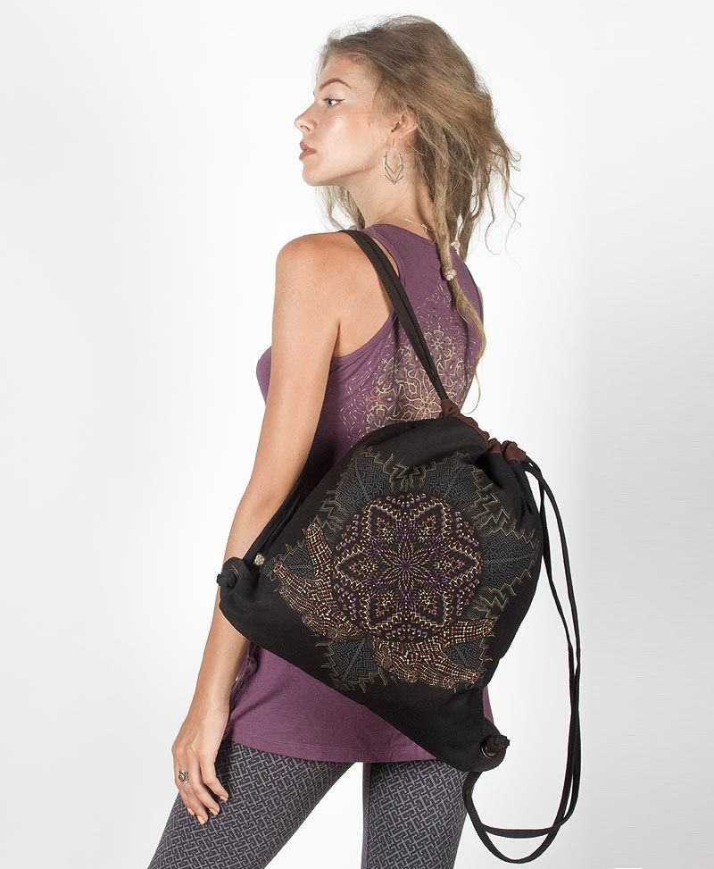 Anahata Drawstring Backpack ➟ Black & Brown