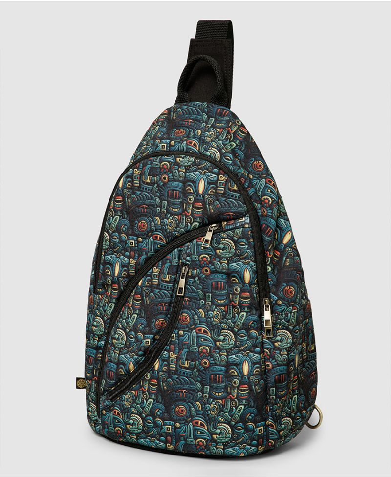 aztec mayan print sling backpack