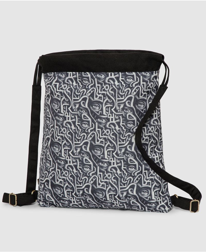 printed drawstring backpack vegan