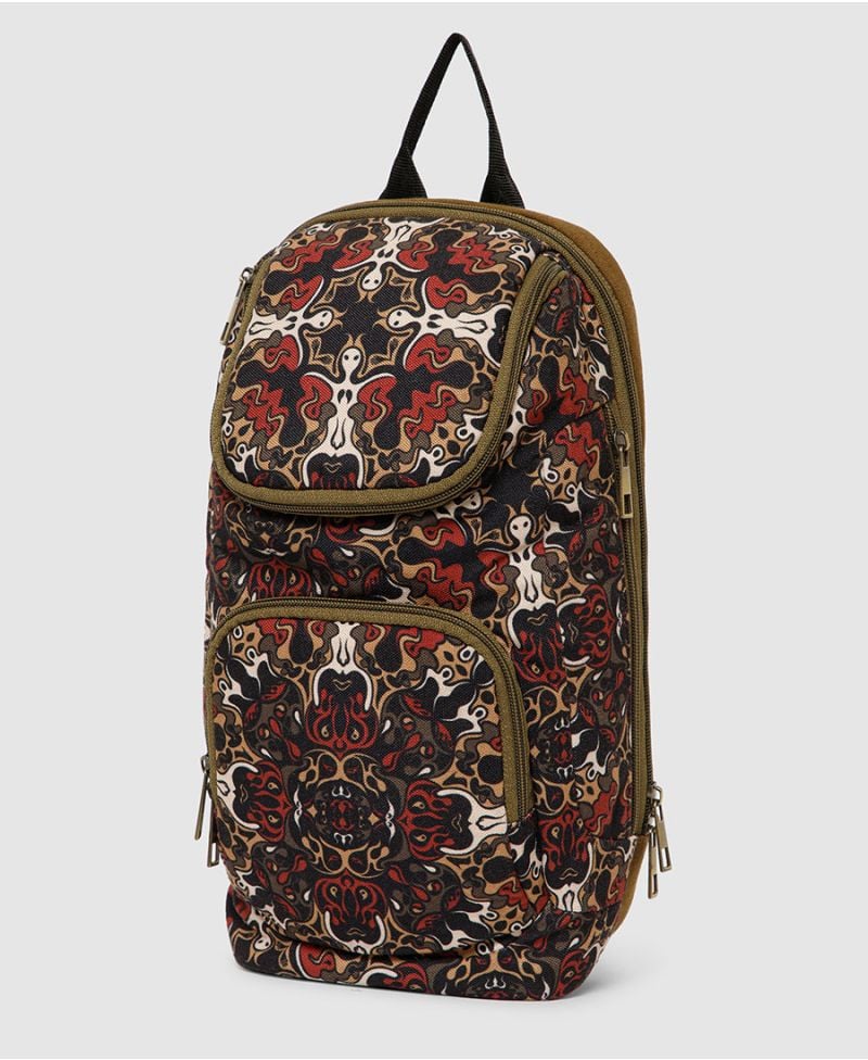 brown printed sling bag trippy 