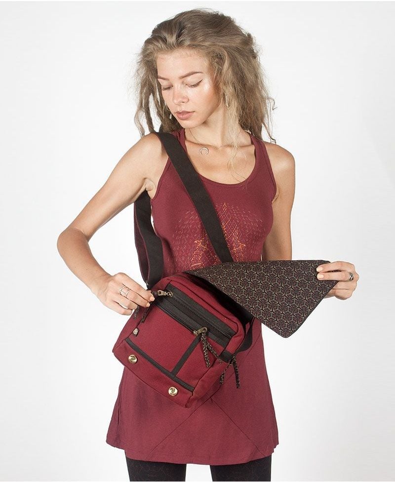 Kubic Crossbody Bag - Maroon