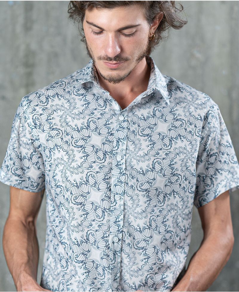 psychedelic men button up shirt dna full print 