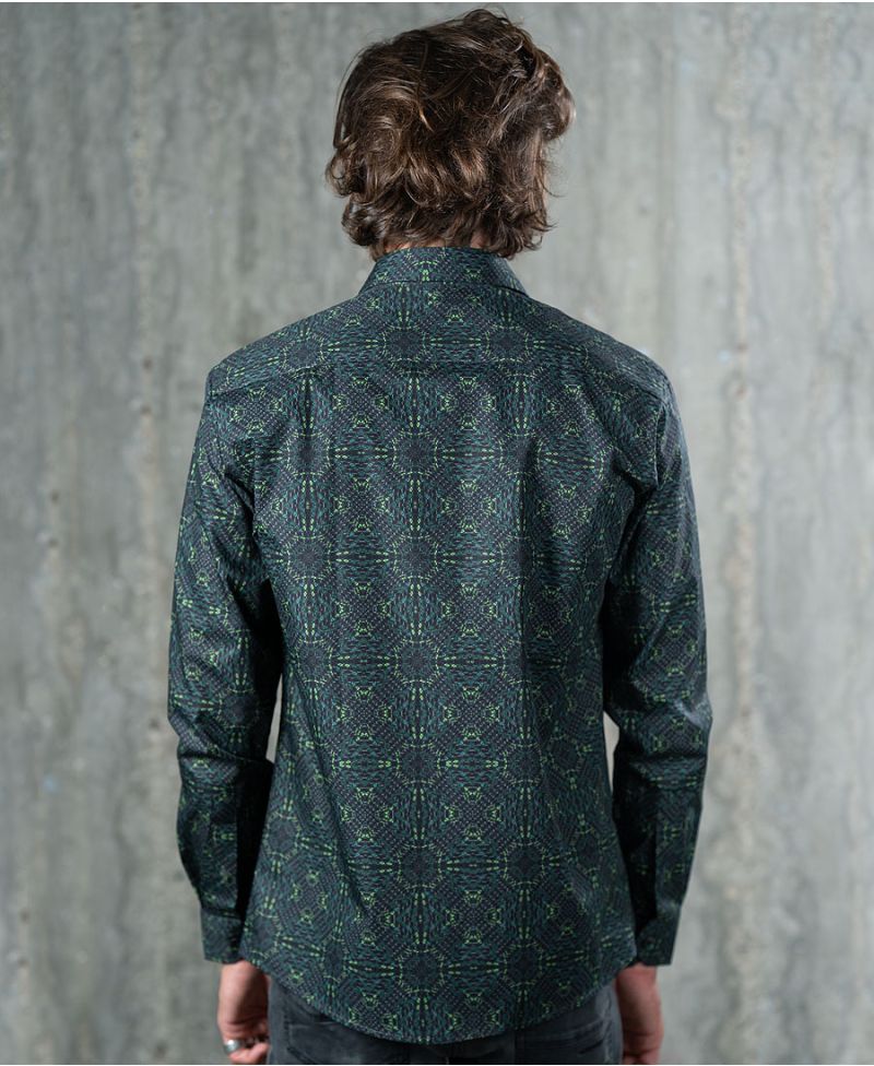 Trippy button up shirt long sleeve men button down geometric