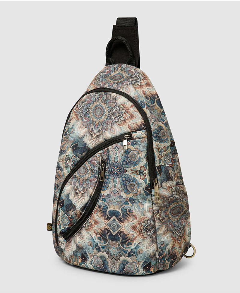 Persian print sling backpack