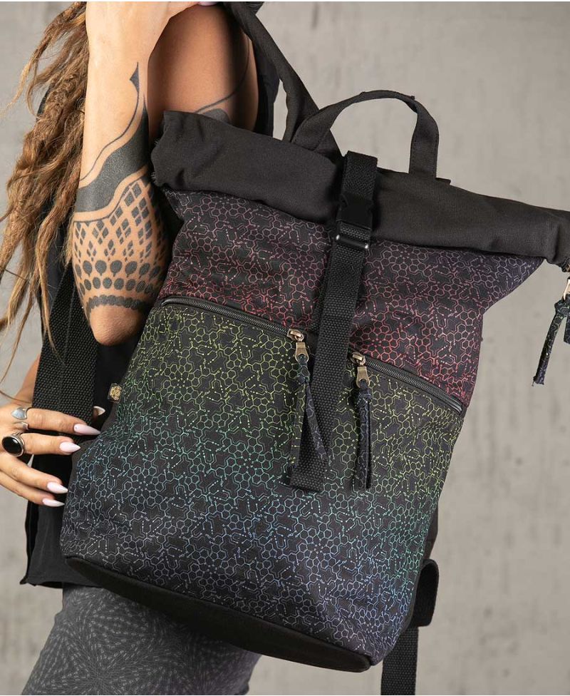 large roll top backpack psychedelic bag for travel