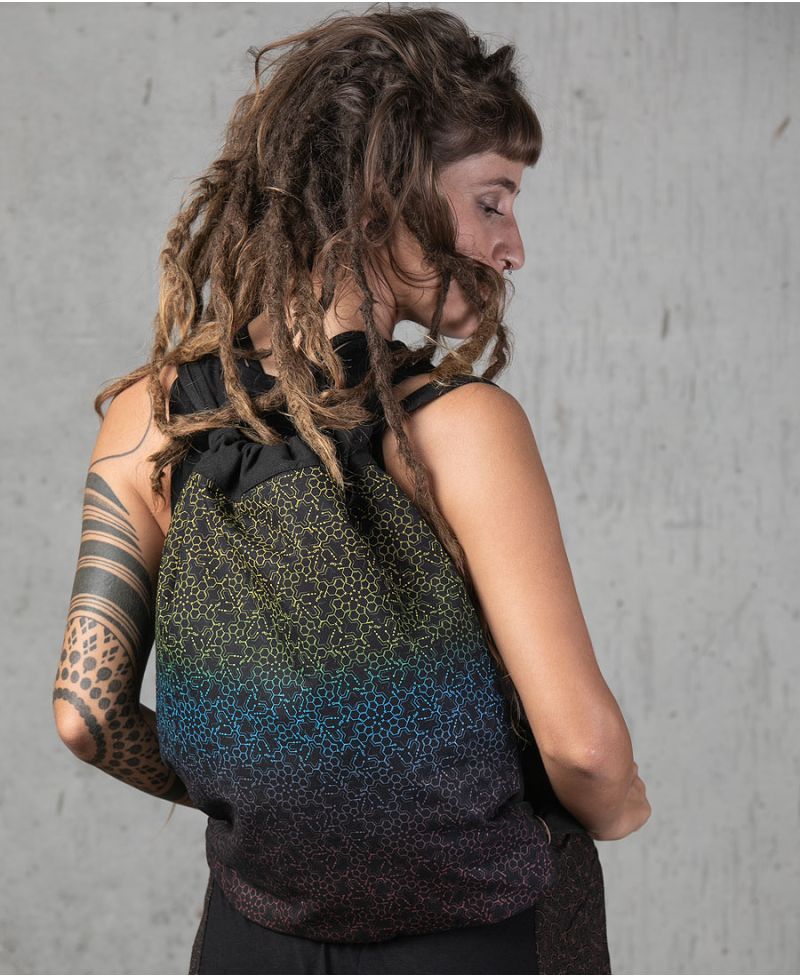 LSD Molecule Drawstring Backpack- black