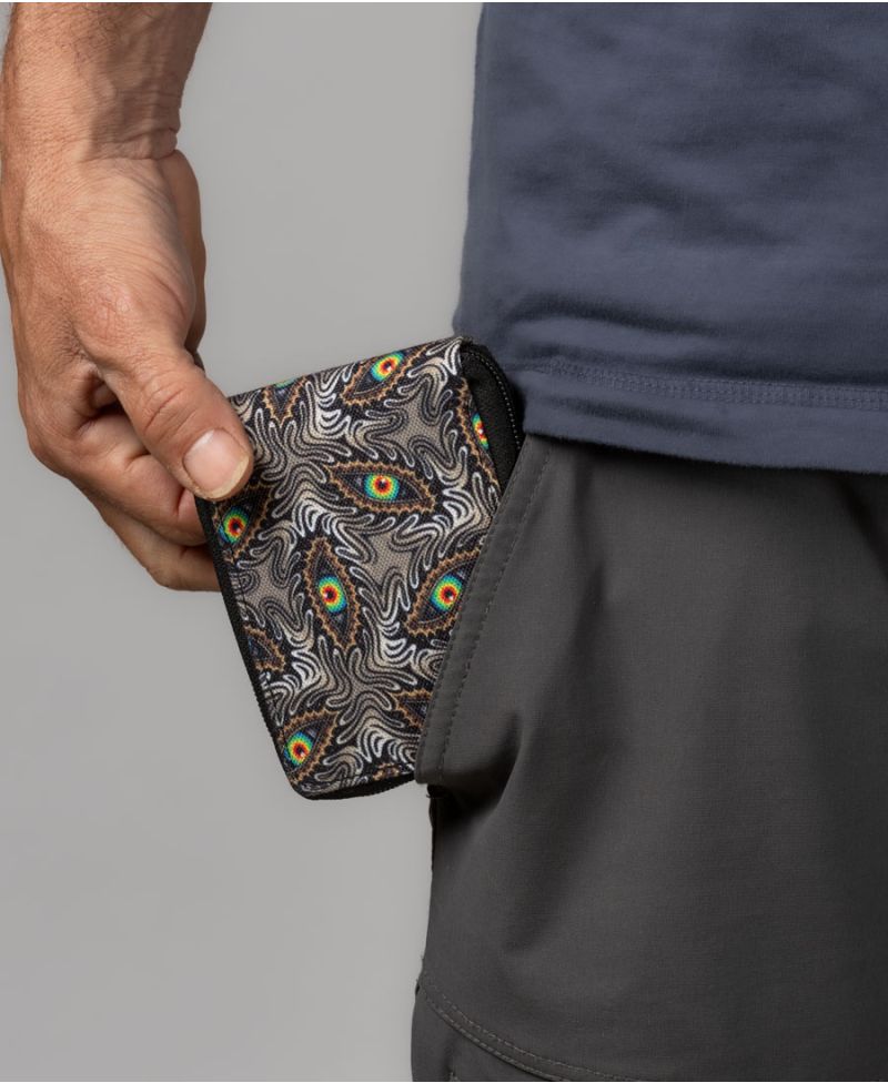 Mens Zipper Wallet Peacock Print