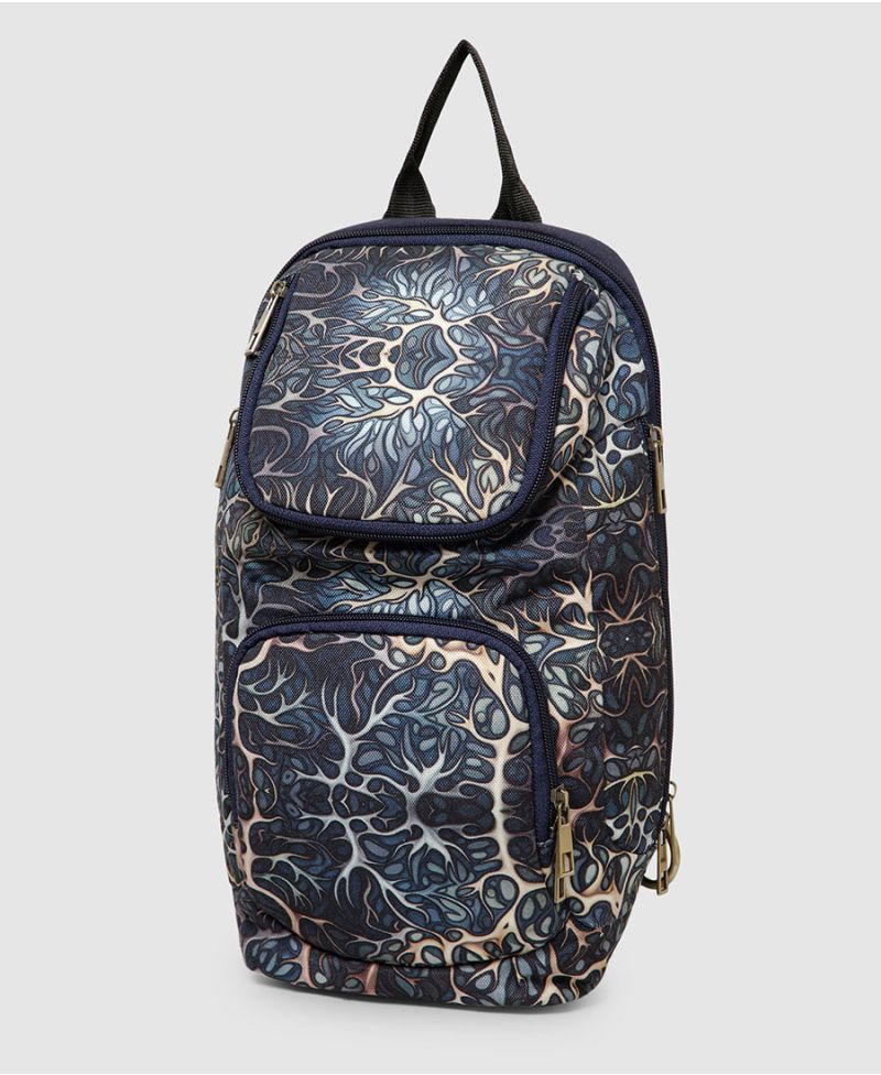 black sling bag printed vegan bags
