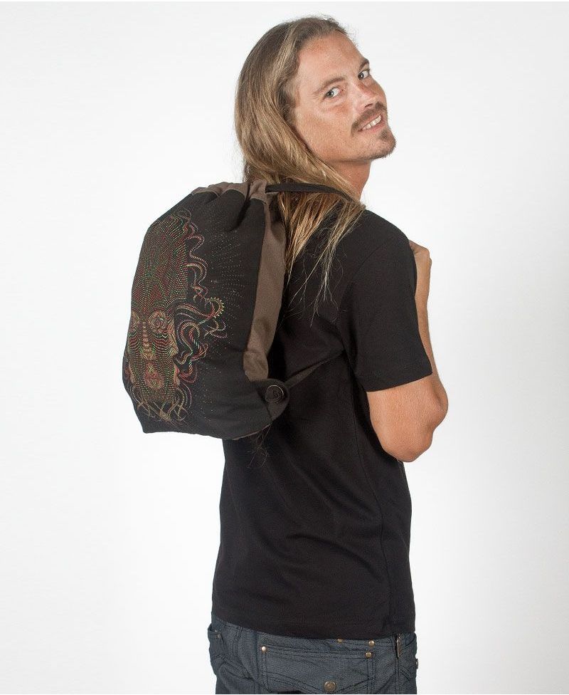 Trimurti Drawstring Backpack ➟ Black & Grey