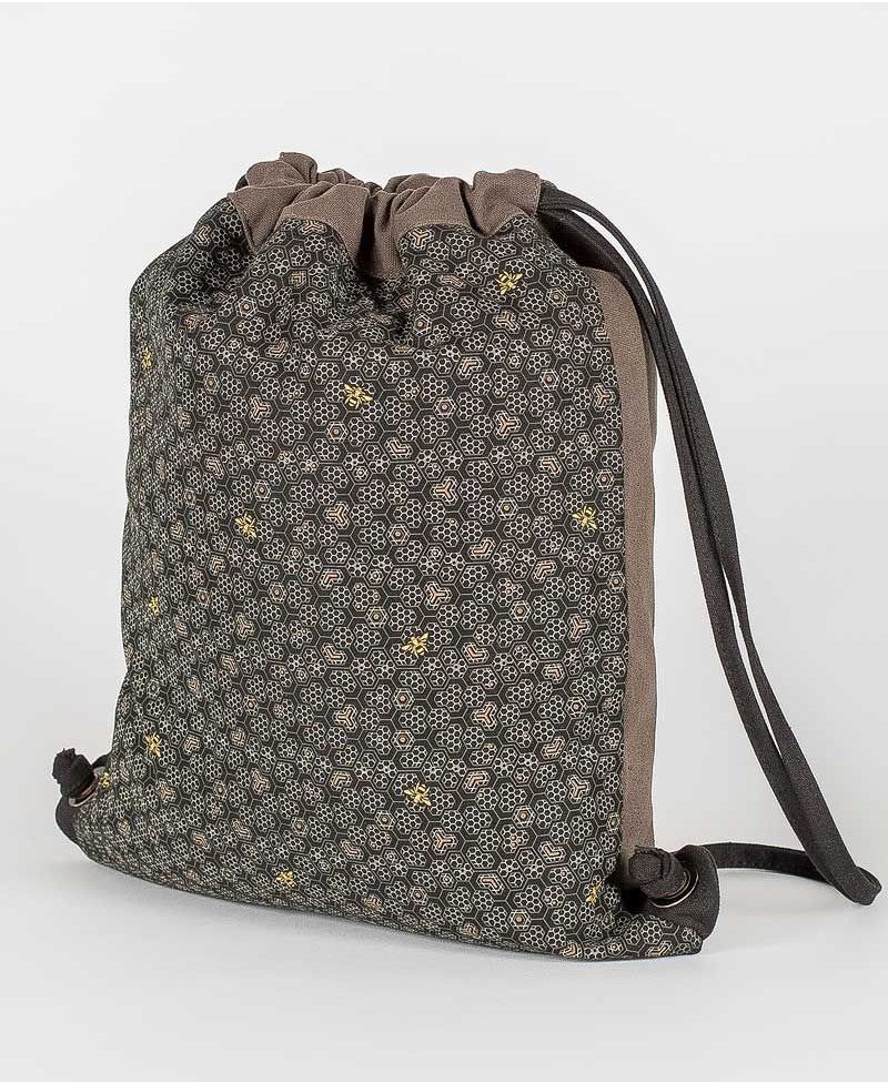 Bees Drawstring Backpack ➟ Black & Grey