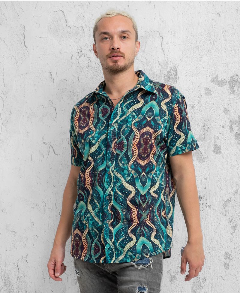 Psychedelic blue Button up shirt 