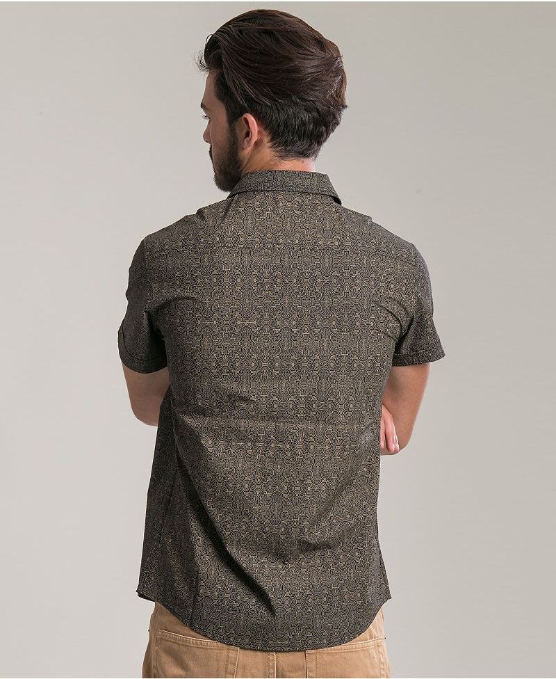 Shipibo Kené Button Shirt ➟ Black