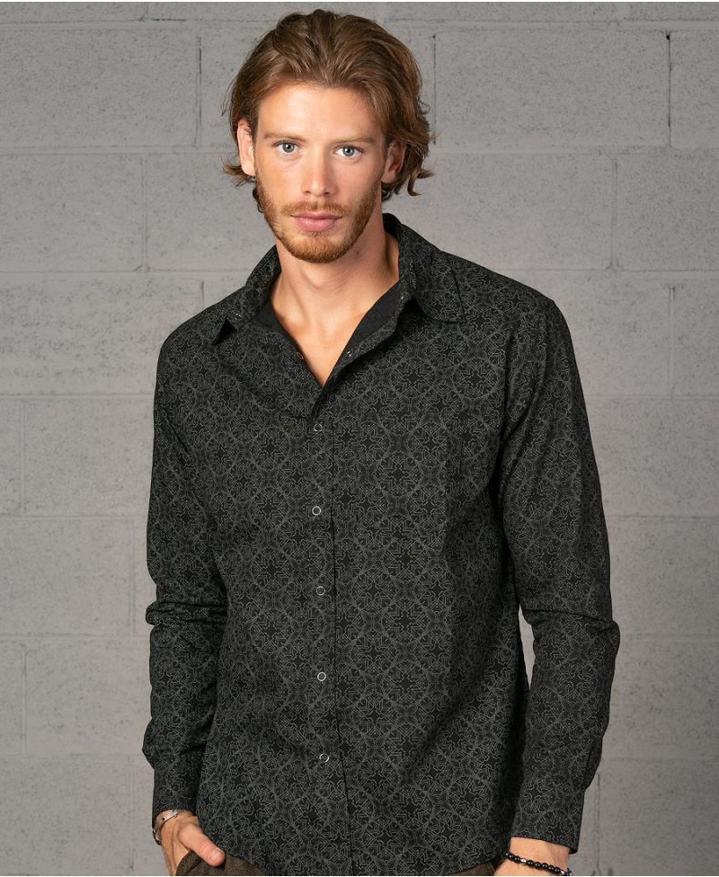 Squarcle Long Button Shirt ➟ Black