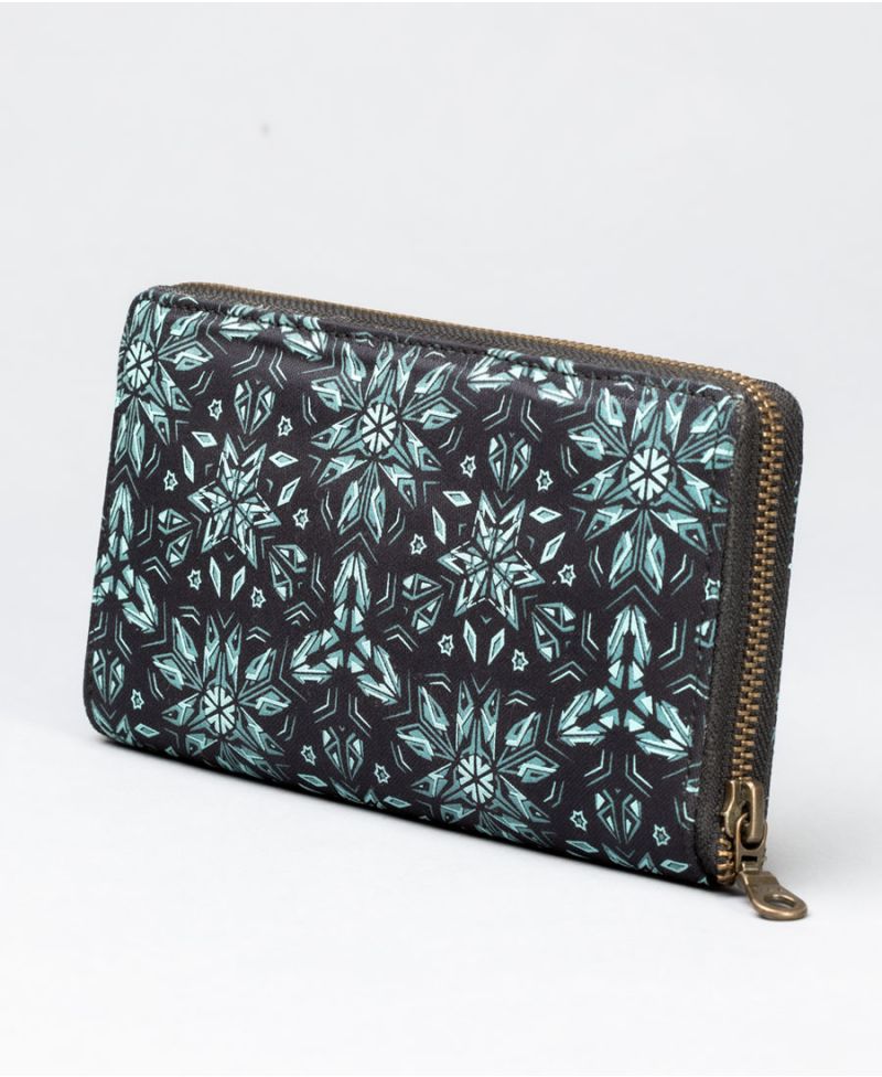 large canvas wallet for women psychedelic geo print
