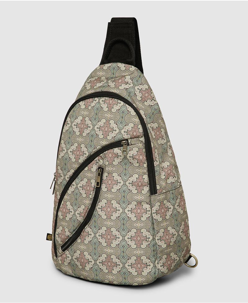 Shipibo sling backpack sacred geometry