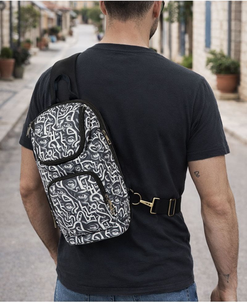 Waterproof Canvas Sling Bag Psychedelic