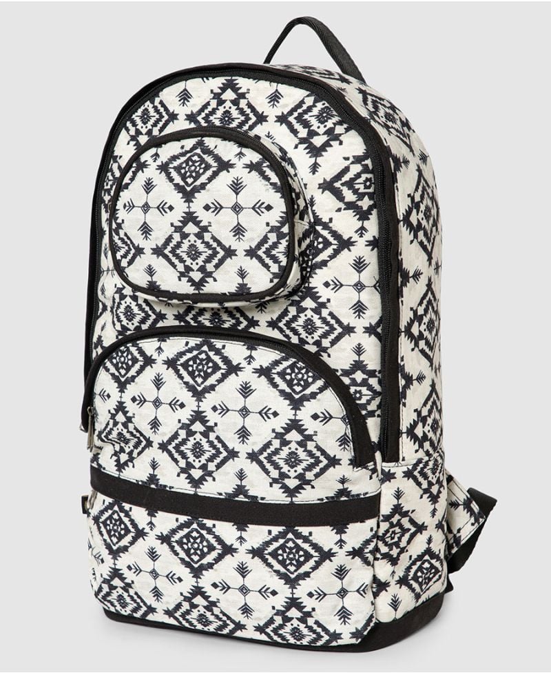 white tribal backpack vegan