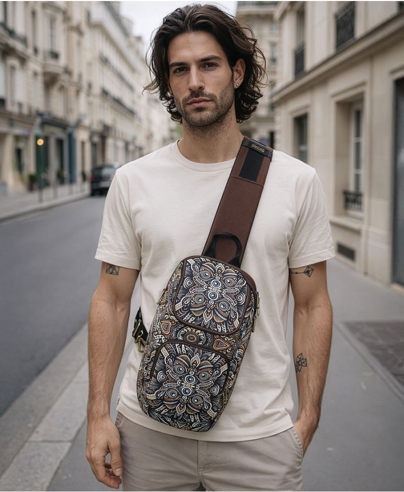 tribal earthy sling bag vegan