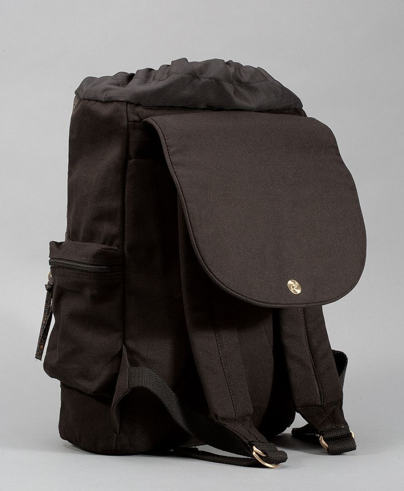 black canvas backpack atom molecule celtic print laptop bag