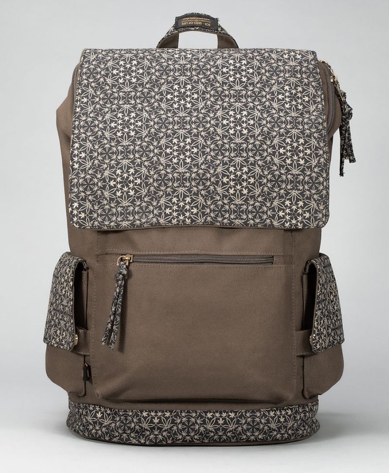 Canvas laptop backpack 15.6 inch marijuana leaf print