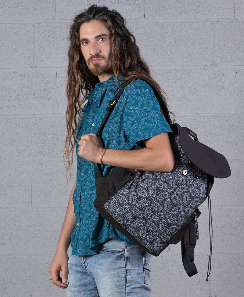 psychedelic canvas backpack for laptop black