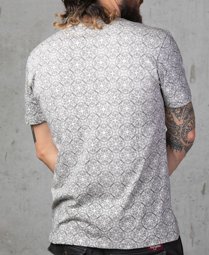 Psychedelic Shirt For Men Grey Tshirt Full Print Tee Urban Psy Trance Streetwear