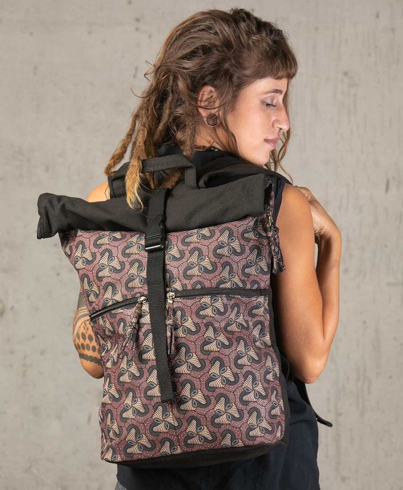 magic mushroom roll top backpack travel bag