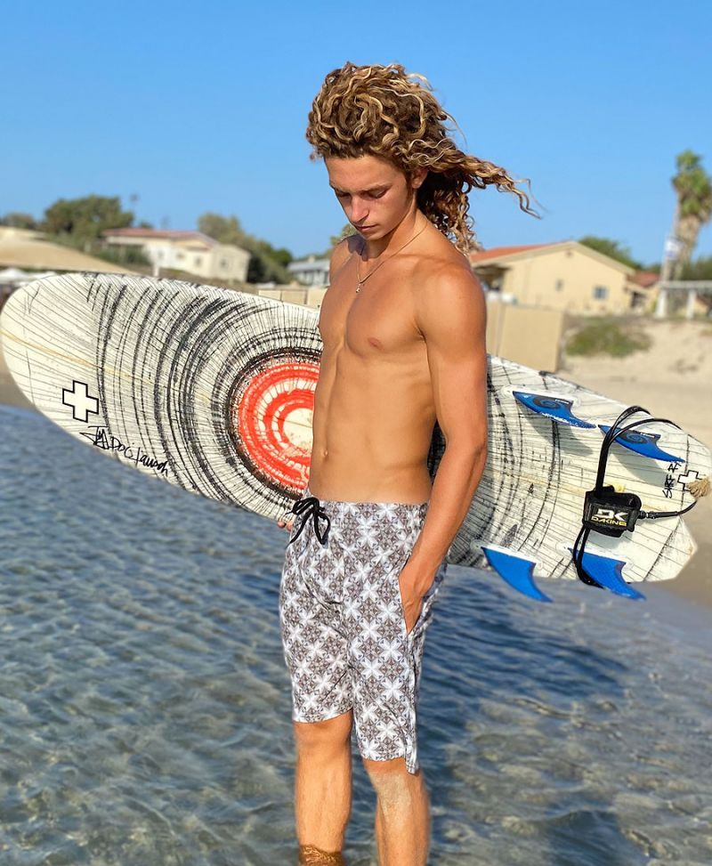 geometry print men board shorts surfer swimwear 