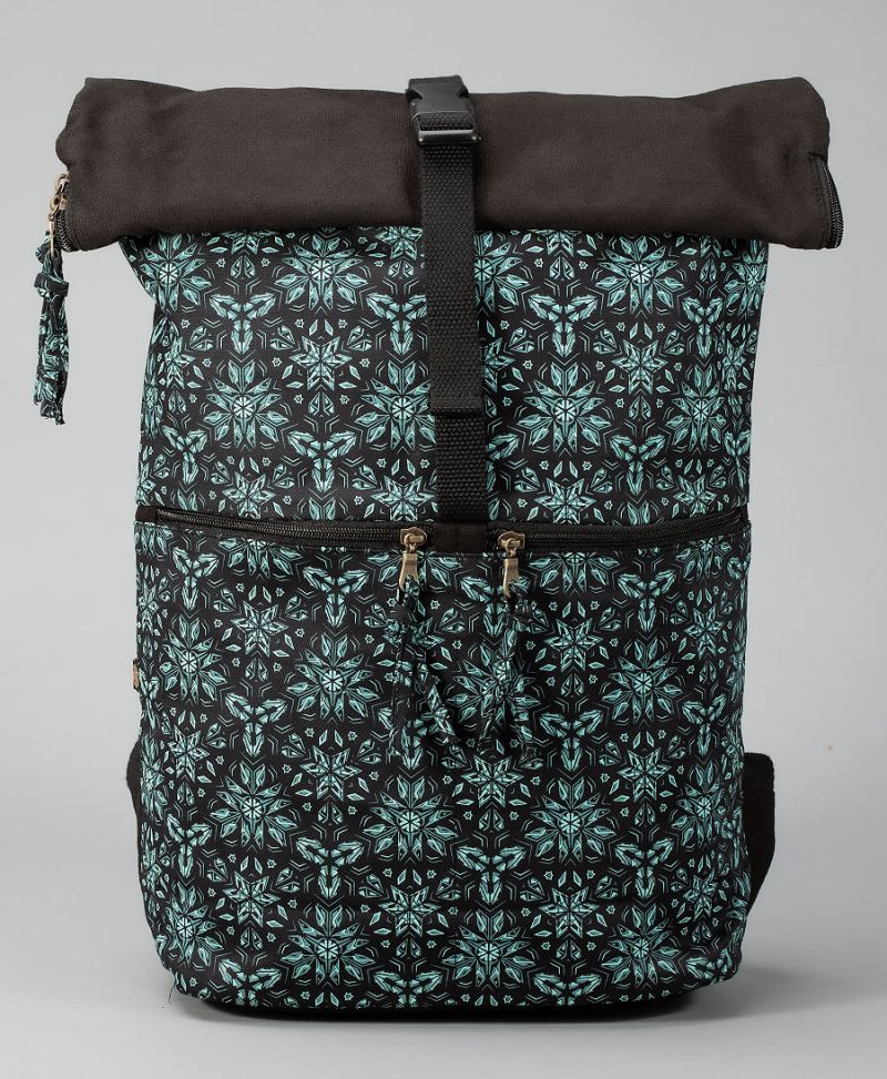 Geometric roll top backpack large canvas travel bag 