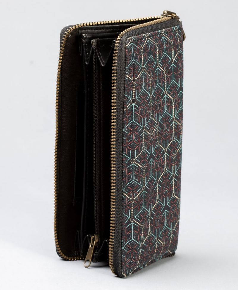 large canvas wallet for women geometric print