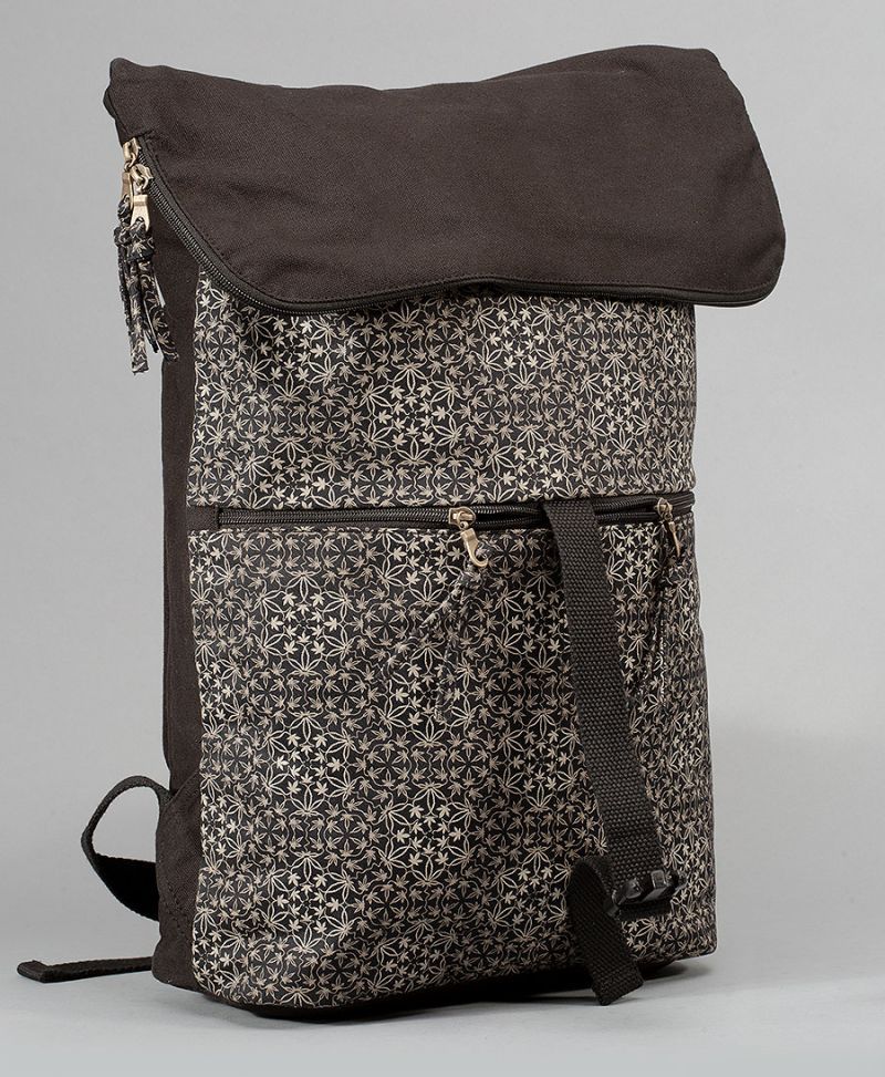 psychedelic travel backpack roll top canvas vegan bag unisex 