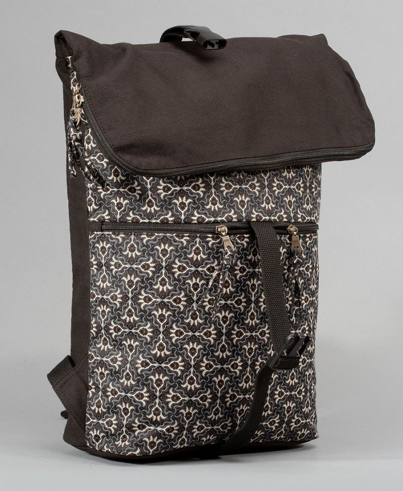 roll top backpack large black travel bags hamsa print