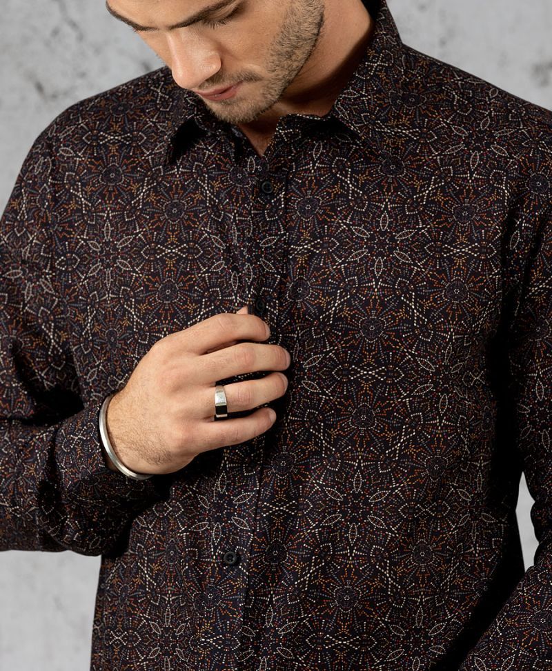 men button up shirt long sleeve printed button down 