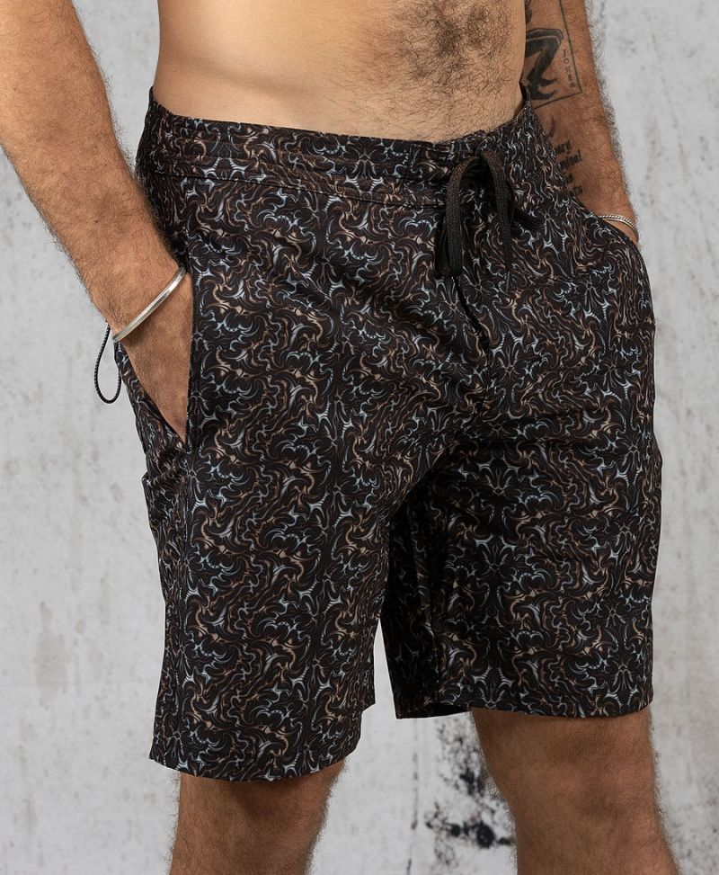 Abstract Print Board Shorts For Men Trunks Swimwear