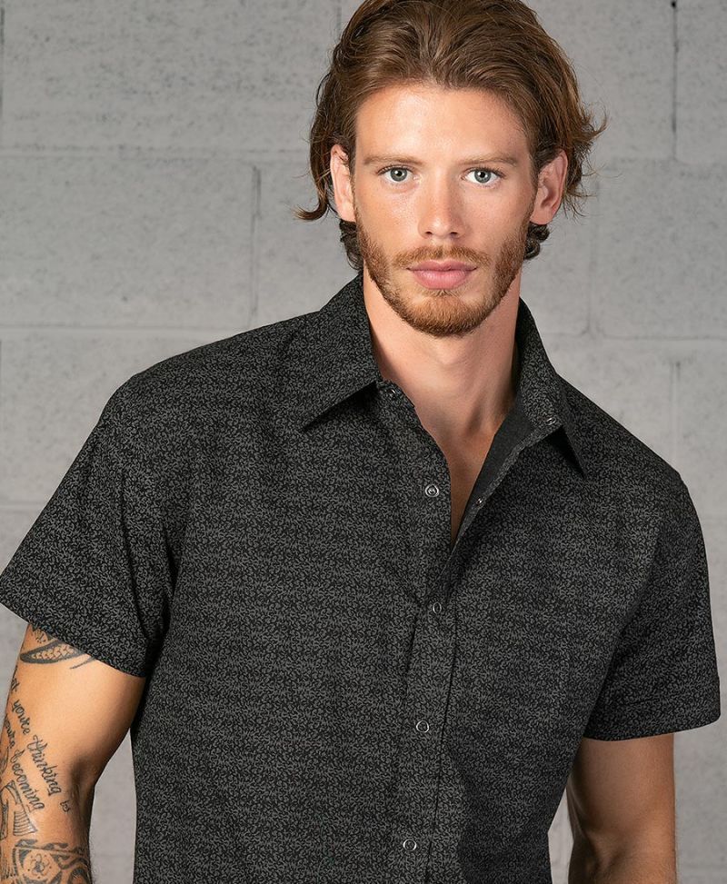 men-button-up-shirt-black-short-sleeve-urban-streetwear