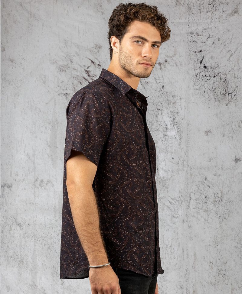 musical notes button up shirt for man