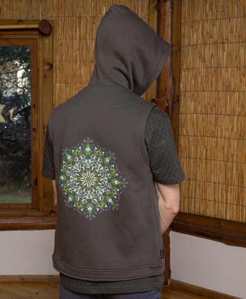mandala hood vest psychedelic clothing glow in the dark