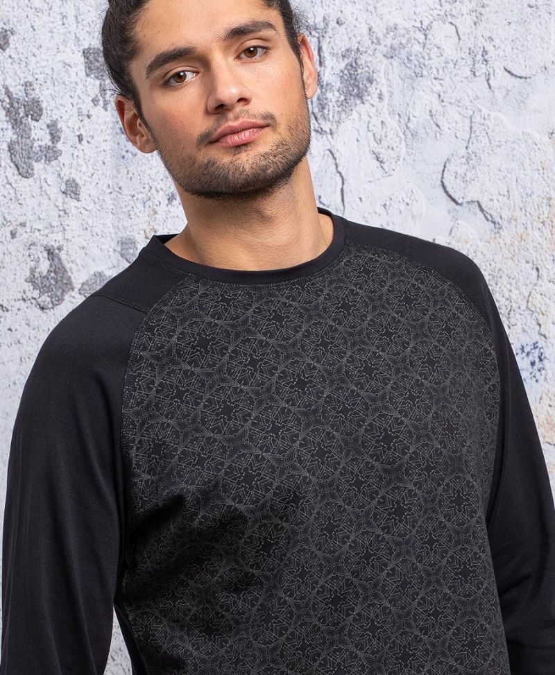 psychedelic long sleeve cotton shirt for men