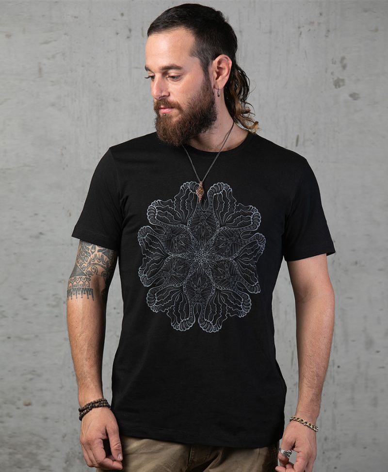 Psychedelic Shirt For Men Black Tshirt Mandala Print