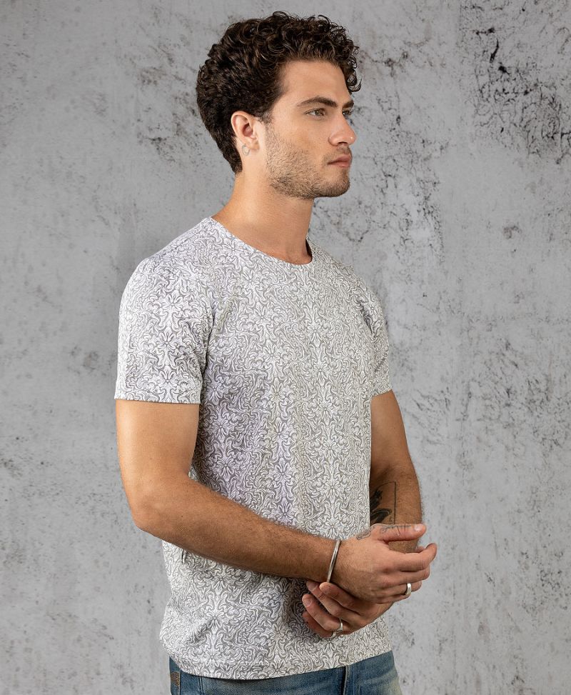 Textured white shirt for men full print 