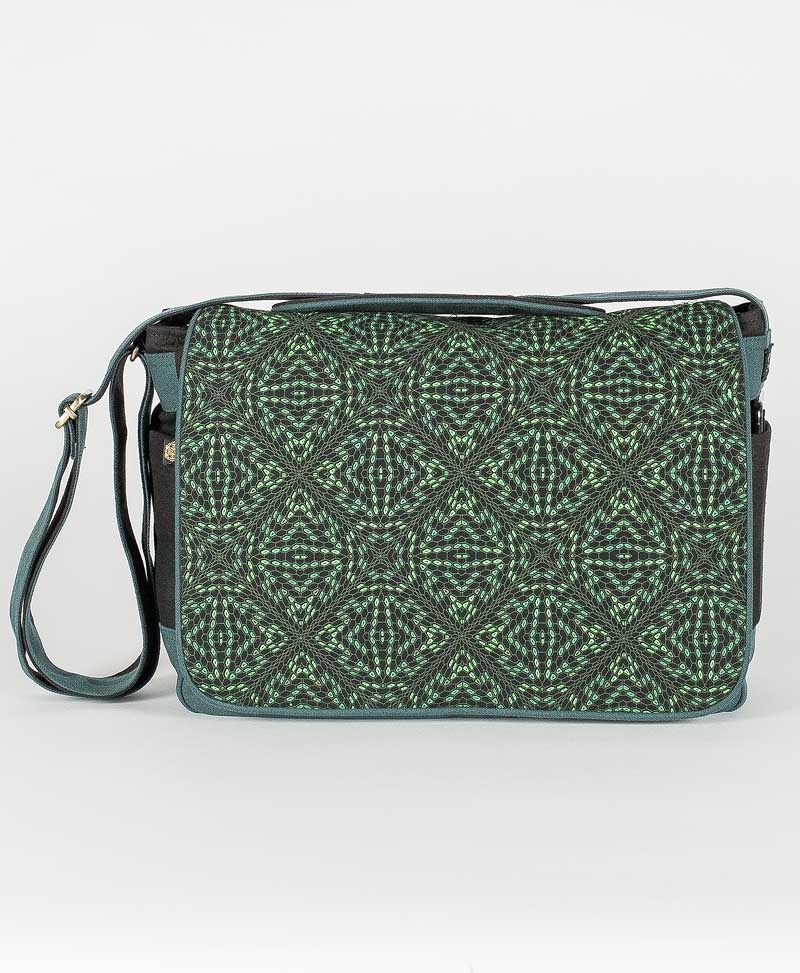 Psy Trance Canvas Messenger Laptop Backpack Psychedelic Geometry
