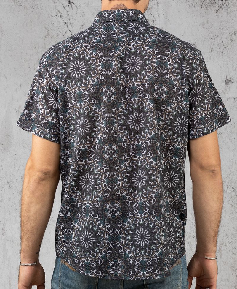 psychedelic button up shirt men festival wear