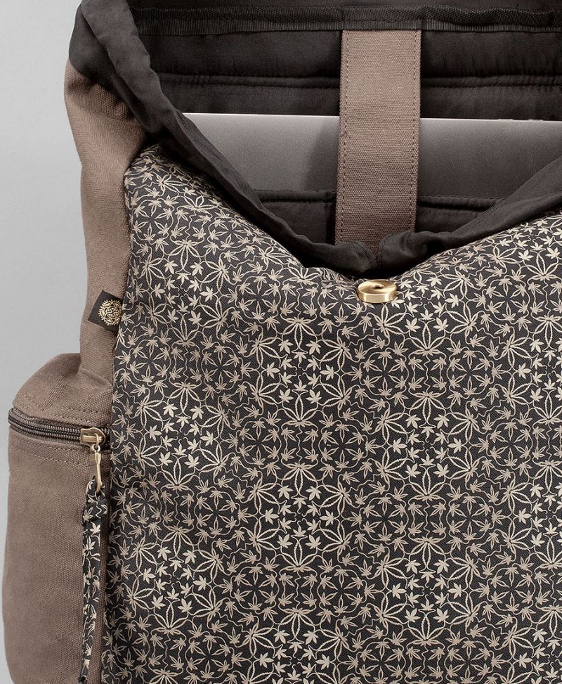 psychedelic backpack canvas laptop bag marijuana print