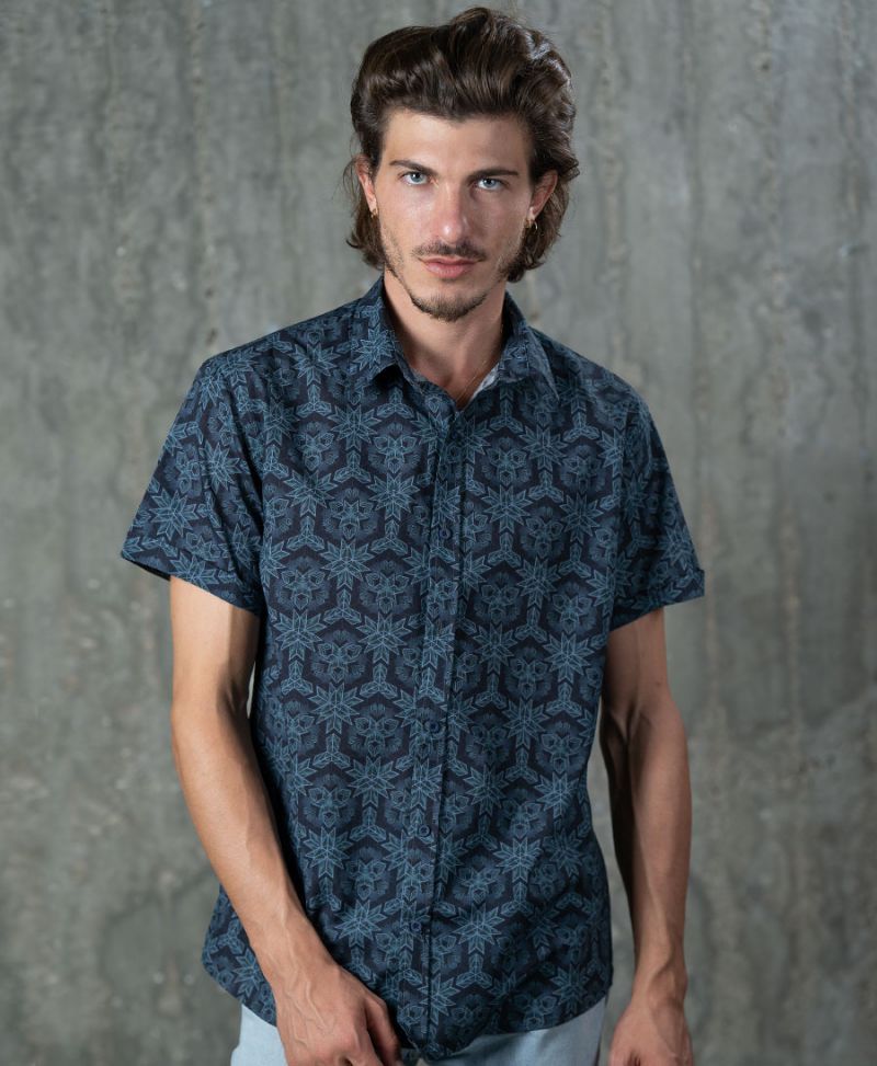 psychedelic button up shirt for men psy trance goa
