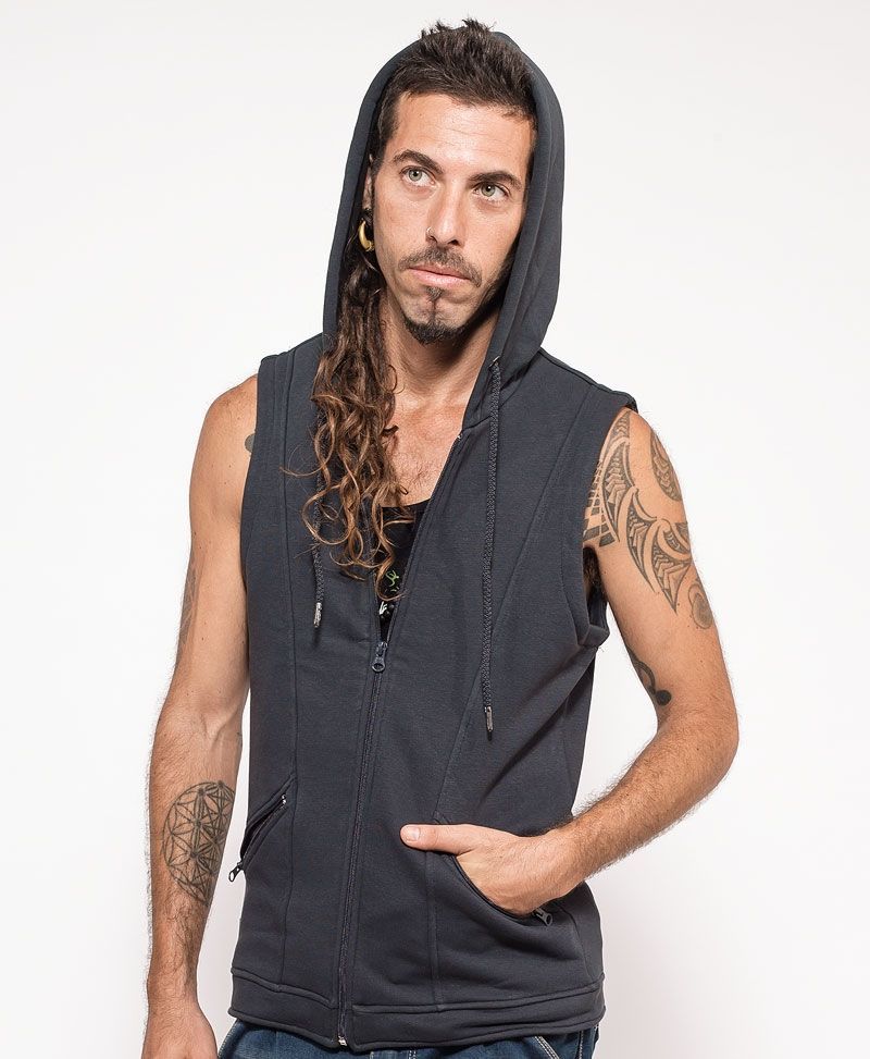 psychedelic clothing mens vest grey trimuri