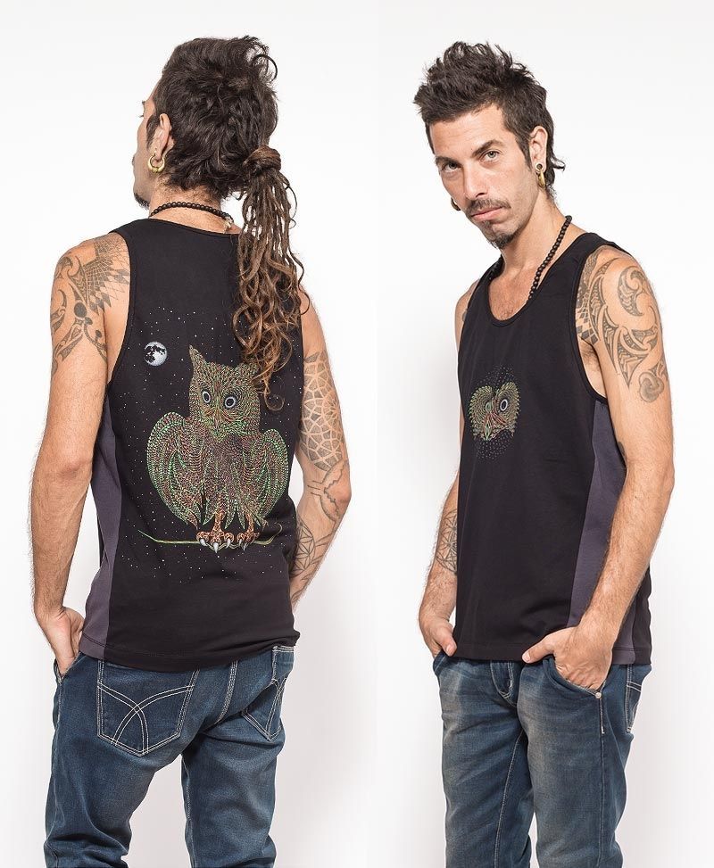 psychedelic clothing men tank top owl 