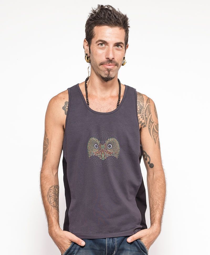 psychedelic clothing men tank top owl 