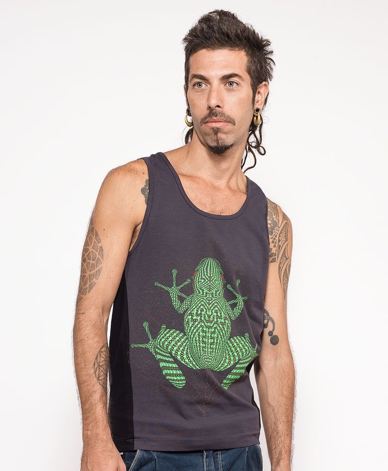 psychedelic clothing men tank top kambo frog 