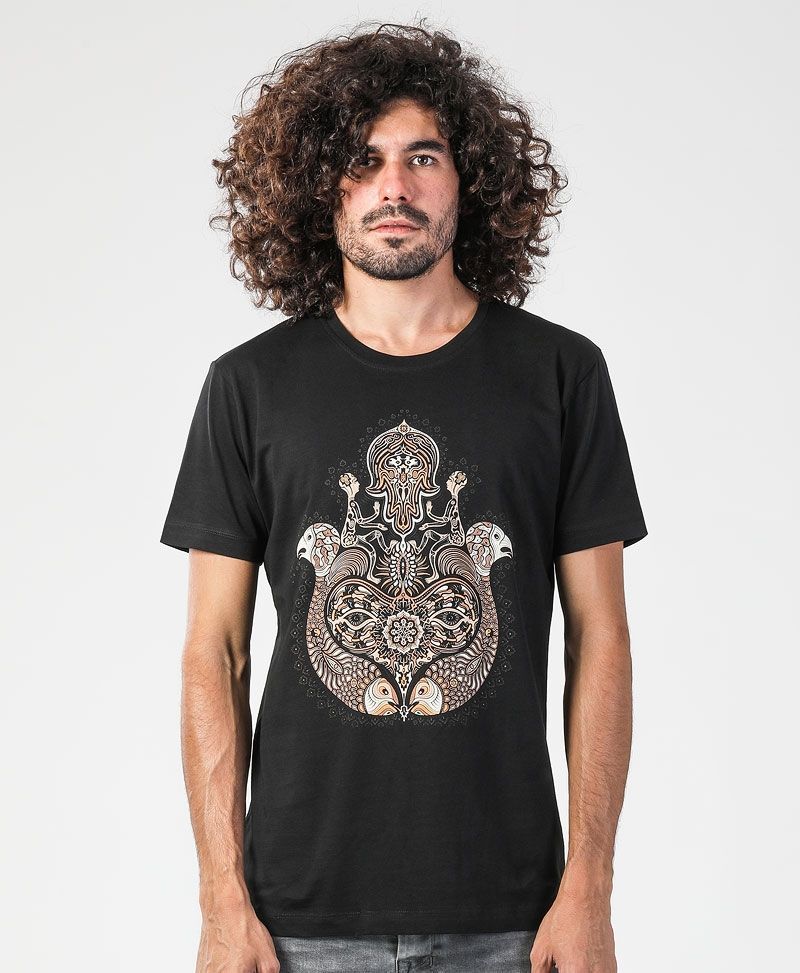 psychedelic clothing men hamsa t shirt black