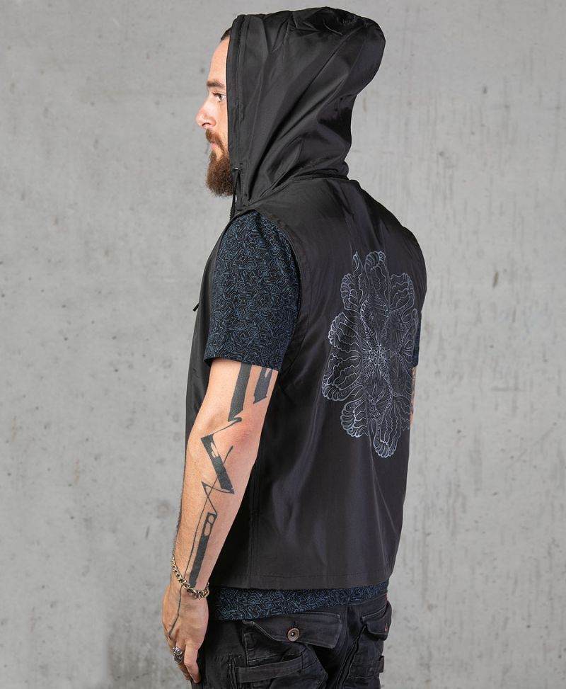 psychedelic vest for men with hoodie 